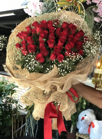 Abaka sargılı Gül buketi